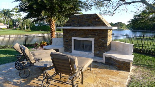 Outdoor Fireplace with Lounge chairs
