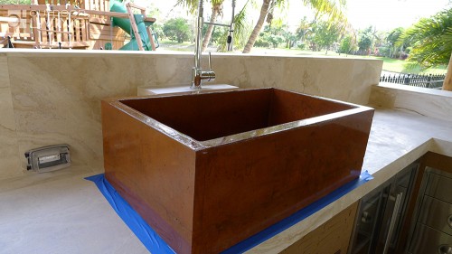 Custom brown sink