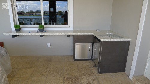 Outdoor kitchen cabinetry and beautiful countertop