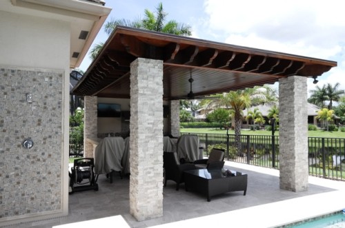 Roofed Pergola with Outdoor Kitchen